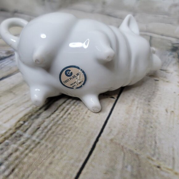 Cost Plus White Ceramic Pig Piggy Creamer Appx 6" Long - Picture 5 of 6